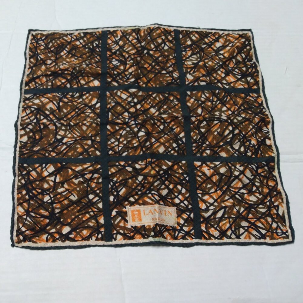 ❤️60s LANVIN PARIS Textured Cotton Bandana Scarf